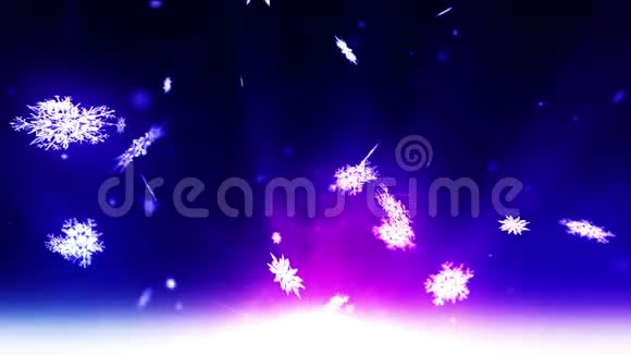 冬季雪光背景雪景飘落的雪花背景是蓝色的星星闪烁循环动画视频的预览图
