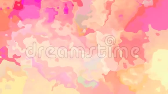 动画闪烁彩色背景无缝循环视频水彩斑点效果可爱的粉橙色视频的预览图