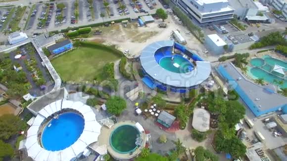 迈阿密海洋馆鲸鱼被圈养空中录像视频的预览图