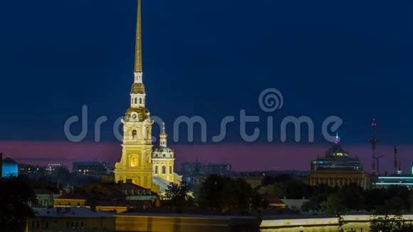彼得和保罗堡垒之夜是俄罗斯圣彼得堡的原始城堡视频的预览图