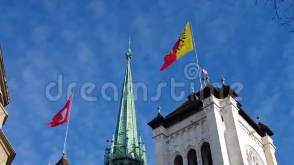 瑞士日内瓦圣码头大教堂视频的预览图