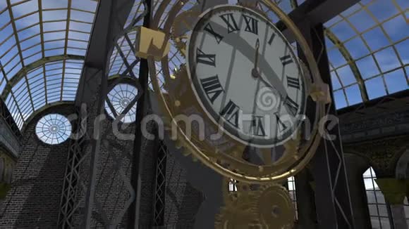蒸汽朋克风格4K动画时光机视频的预览图