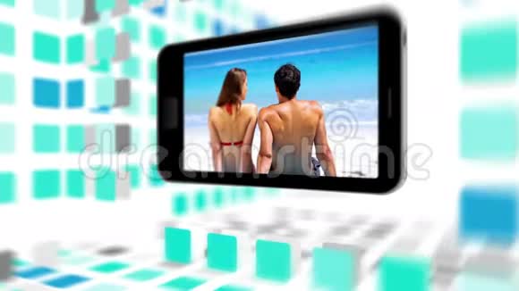 智能手机屏幕上和平度假视频视频的预览图