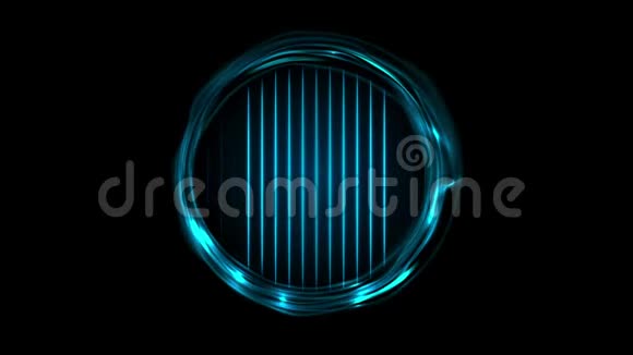 蓝色发光电环和霓虹灯线视频动画视频的预览图
