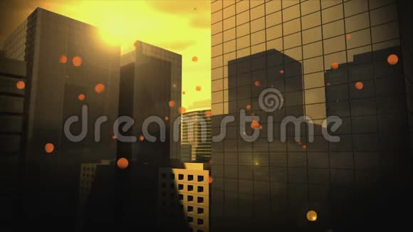 城市景观被黄色气泡包围的效果视频的预览图