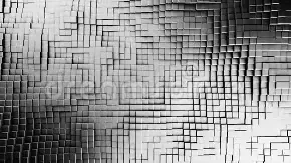 很多银色立方体遍布屏幕无缝循环动画抽象流动的单色纹理与立方体和视频的预览图