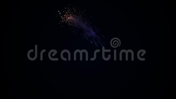 抽象的彩色飓风的小紫色粒子飞行在黑色的背景动画紫薇旋转运动视频的预览图