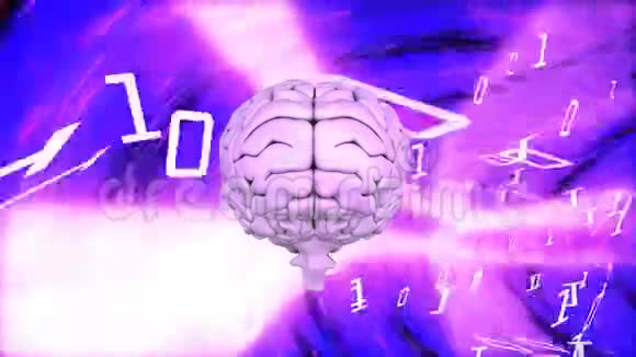 在移动颜色背景下被二进制码包围的大脑视频的预览图