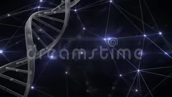 在黑暗背景上用光连接的DNA动画视频的预览图