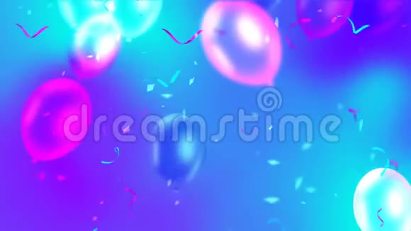 假日无缝的蓝色和紫色背景与飞行气球和闪亮的糖果视频的预览图