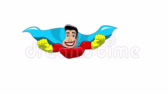 卡通超级英雄飞行孤立动画视频的预览图