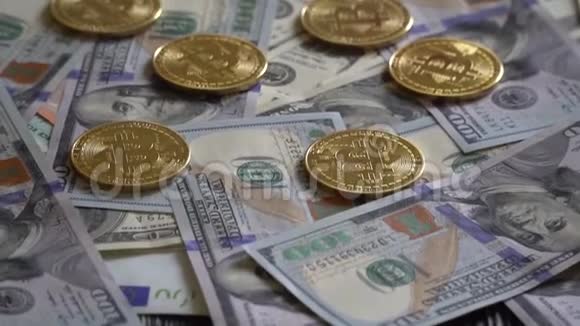 比特币BTC硬币的钞票100美元视频的预览图