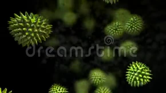 绿色病毒向黑暗背景移动视频的预览图