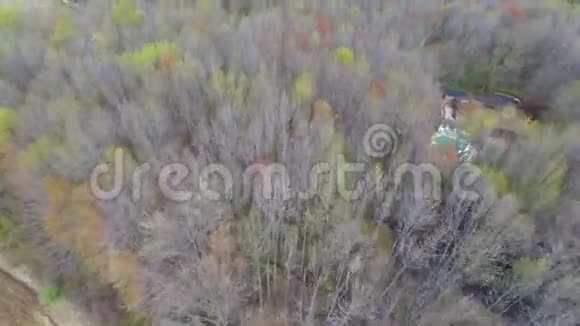 森林中房屋的空中录像视频的预览图