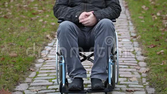 在户外坐轮椅的残疾人视频的预览图