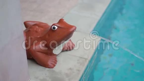 有喷泉的青蛙雕像泳池有喷泉的青蛙雕像装满了一个游泳池视频的预览图