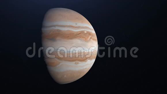 气体巨行星木星在太空中以恒星为背景旋转的抽象动画动画全额视频的预览图