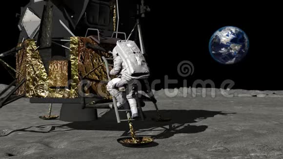 宇航员在月球上行走挥动他的手美国宇航局提供的这段视频的一些元素视频的预览图
