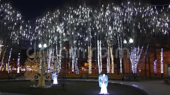 圣诞夜莫斯科诺沃普什金斯基广场视频的预览图