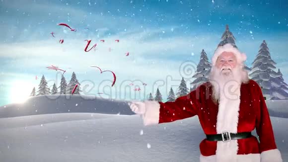 圣诞圣诞老人向雪杉林传递新年讯息视频的预览图