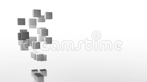 灰色立方体在混乱中旋转成为一个大立方体图形设计极简主义视频的预览图