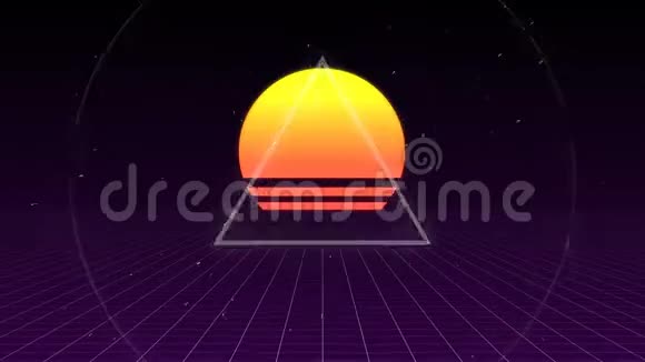 白色三角形白色圆圈与日落动画视频的预览图