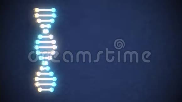 闪耀的DNA螺旋分子旋转在嘈杂的屏幕上无缝的循环动画背景新的质量美丽视频的预览图