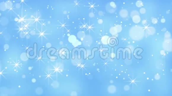 蓝色闪烁的灯光与闪亮的星星背景视频的预览图