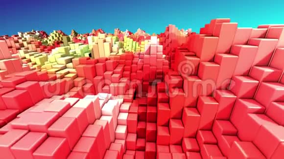 抽象技术红白三维立体几何背景渲染4kUHD3840x2160视频的预览图
