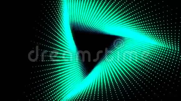 3D插图绿点排列成线它被放在一起直到它是一个三角形的管道它扭曲直到它是相同的视频的预览图