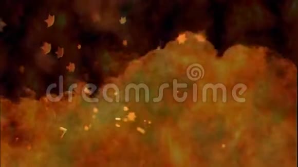 火灾爆炸的动画星星落在黑暗的背景上视频的预览图
