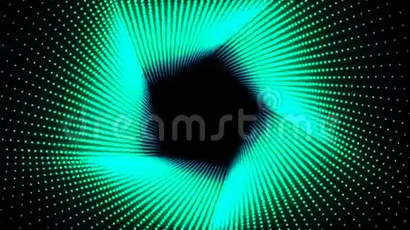 3D插图绿色的点排成一条线它被放在一起直到它是一个泛型管它被扭曲直到它相同视频的预览图