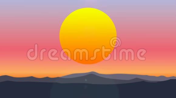 日落全景山中金色的日落视频的预览图