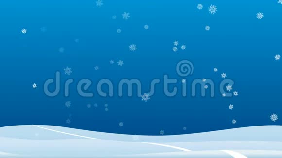 蓝色动画中的雪天视频的预览图