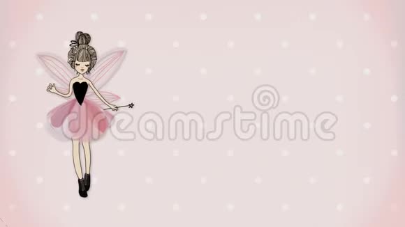 仙女在粉色背景上为一个女孩准备相框视频的预览图