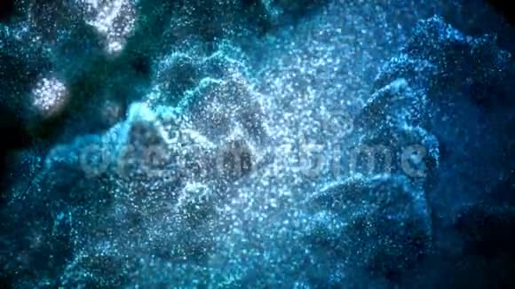 流动的蓝色银光VJ环抽象粒子背景视频的预览图