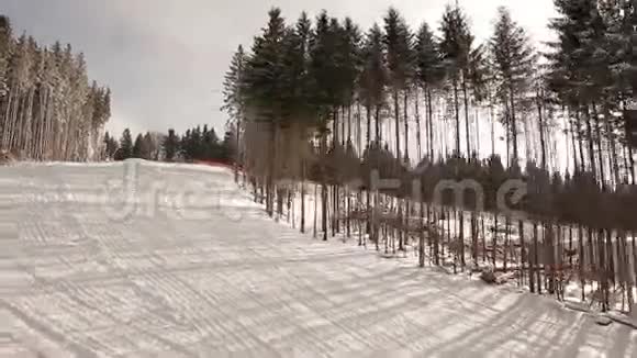 森林里白雪皑皑的群山视频的预览图