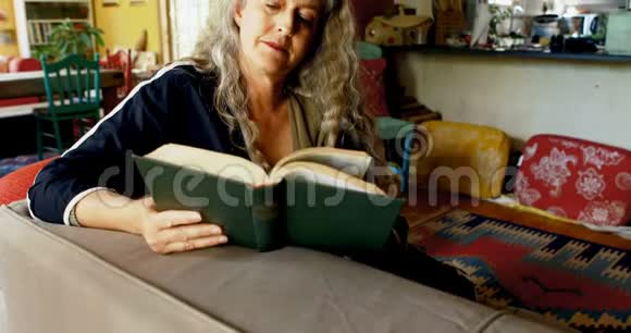 成熟的女人在客厅看书视频的预览图