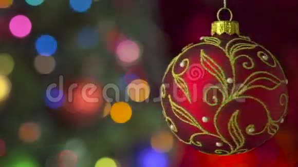 红色圣诞球闪烁背景视频的预览图