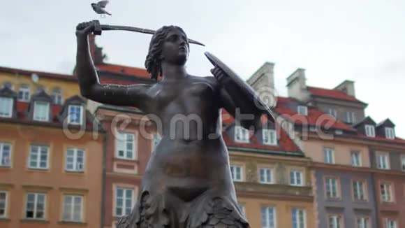 梅米德雕塑华沙老城广场波兰时间推移4k视频的预览图