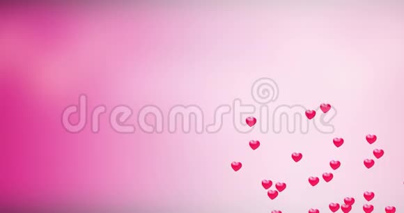 红色的心在粉红色的背景下情人节运动背景循环视频的预览图