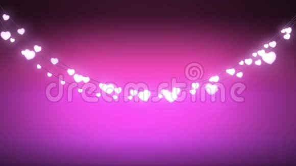 粉红色背景上闪烁的一串仙女灯视频的预览图