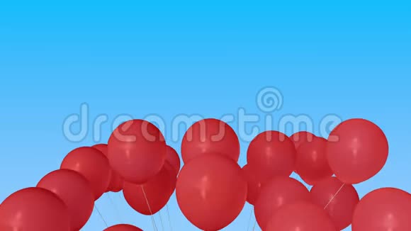 做了一堆红氦气球集合概念三维动画视频的预览图