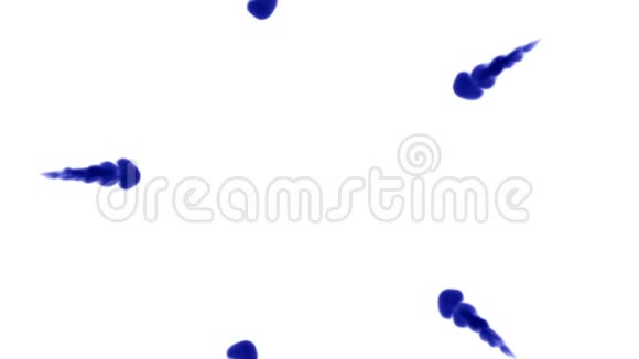 白色背景上的蓝色墨水三维渲染与卢马哑光圆形油墨注射结构8视频的预览图