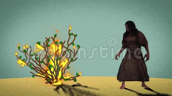 摩西站在燃烧的丛林前面视频的预览图