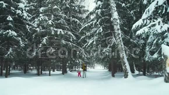 母女俩在冬林滑雪视频的预览图