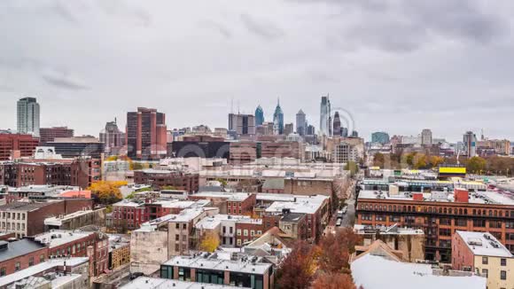 费城宾夕法尼亚州美国中心城市天际线视频的预览图