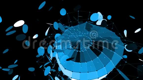 抽象蓝色挥动三维网格或网格的脉动几何物体用作抽象的梦境背景蓝色几何视频的预览图