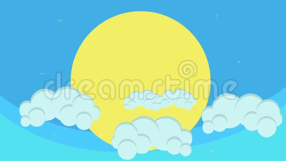 在蓝天上盘旋的蓬松云后面的大太阳视频的预览图
