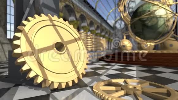 维多利亚内部的动画机械装置3D绘制4K视频的预览图